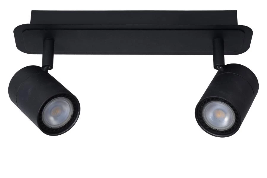 Lucide LENNERT - Deckenstrahler Badezimmer - LED Dim. - GU10 - 2x5W 3000K - IP44 - Schwarz - ausgeschaltet